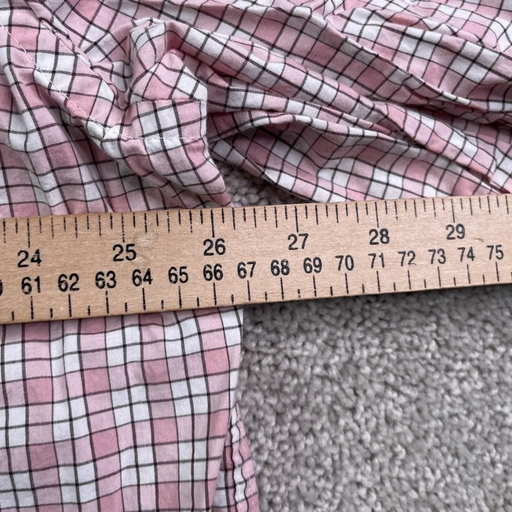 Banana Republic Shirt‎ Mens 2XL XXL Pink Checkered Slim Fit Untucked Cotton